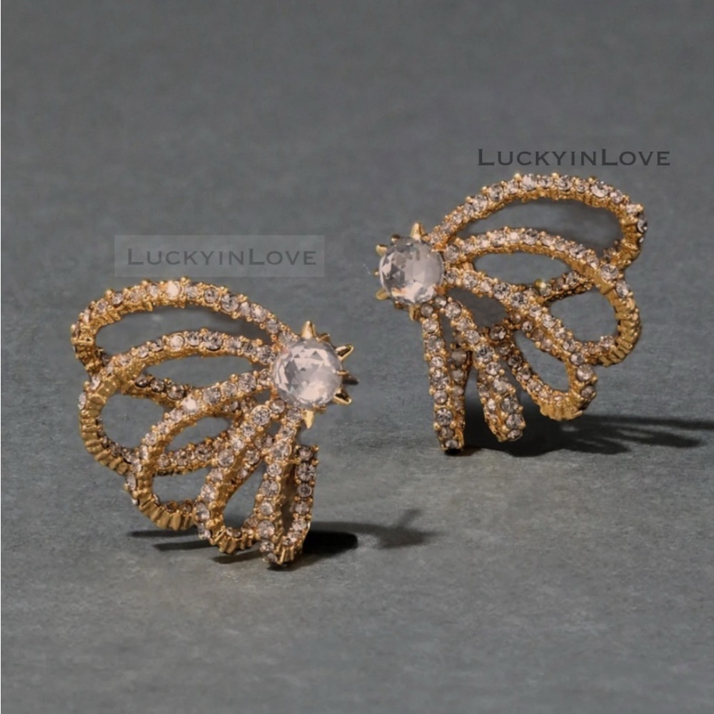 ALEXIS BITTAR • NEW Rose Gold Crystal Lace Orbiting Sculpted Post Earrings